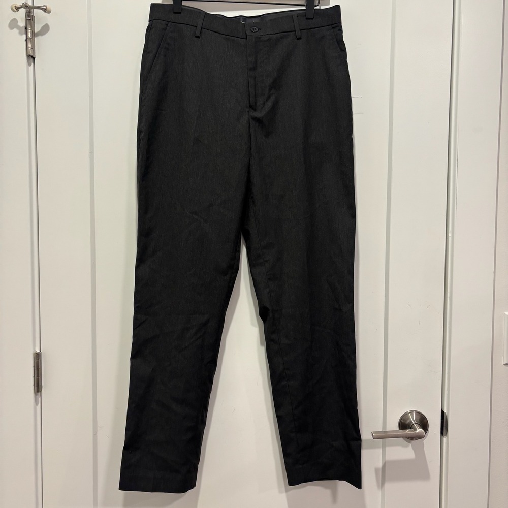 Daniel Hechter Paris Mens 34x30 Dress Pants Charcoal Gray Flex Waist Stretch